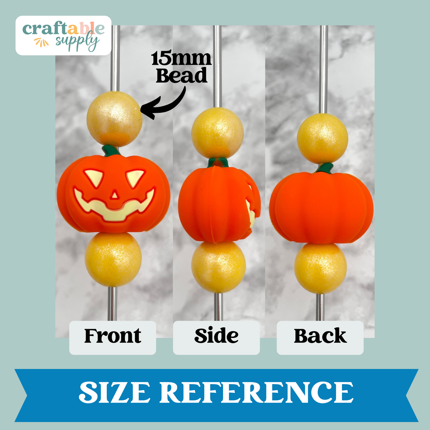 3D Jack o Lantern Silicone Focal Bead