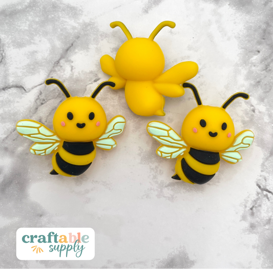 3D Bumble Bee Silicone Focal Bead