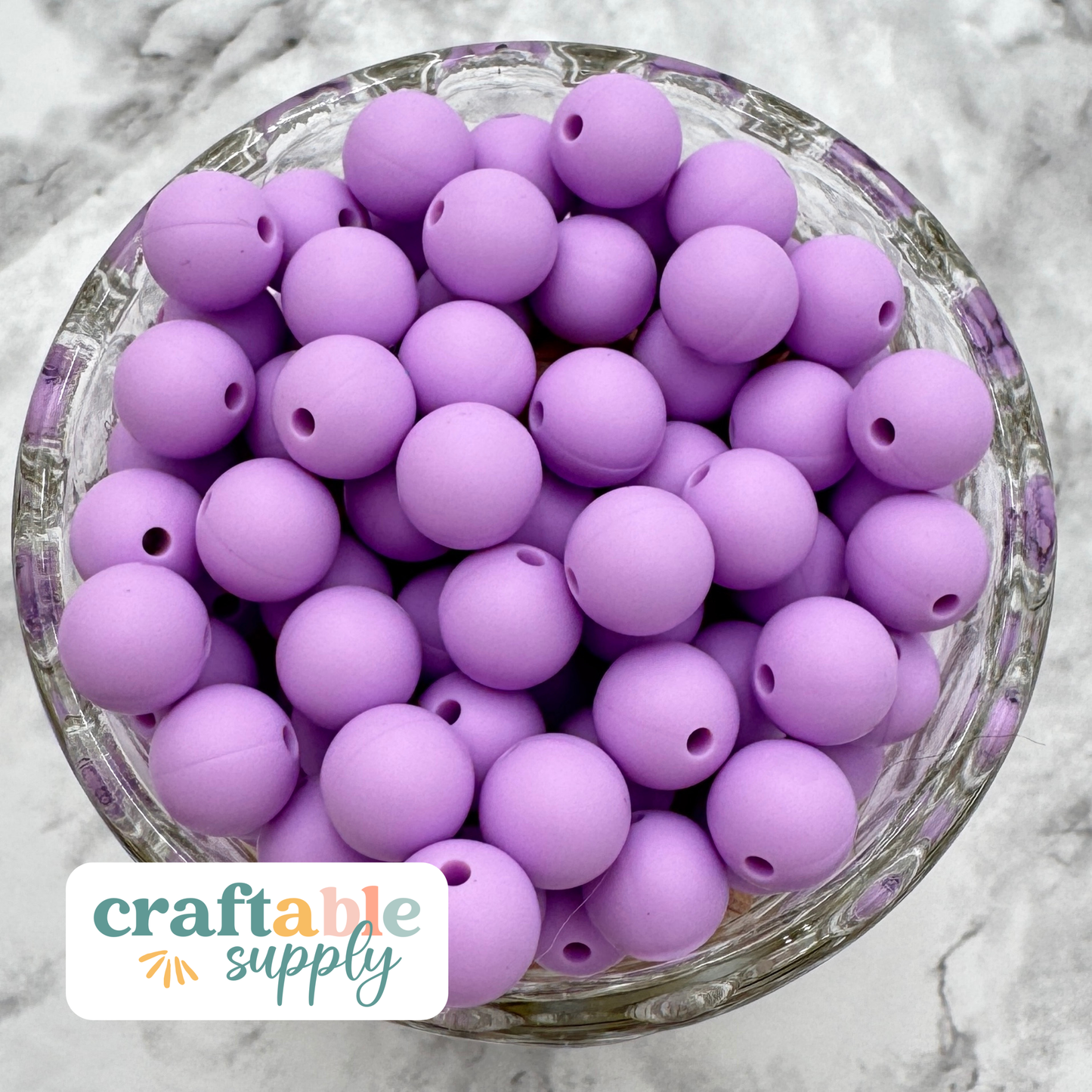 9mm Round Silicone Beads - Pastel Purple
