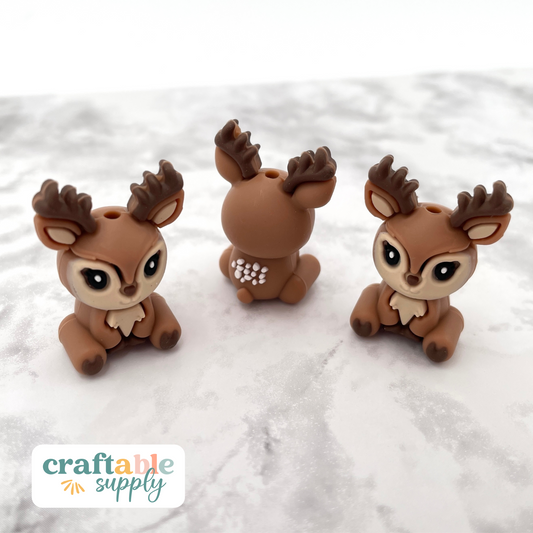 3D Baby Deer Silicone Focal Bead