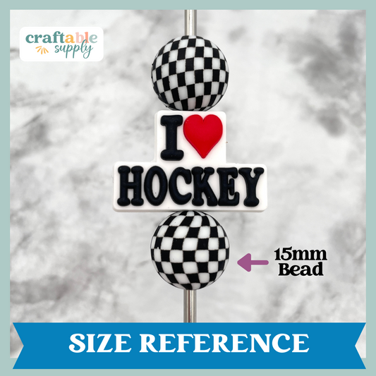 I Love Hockey Soft PVC Focal Bead