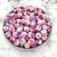 15mm Round Silicone Beads - Lovely Floral Print