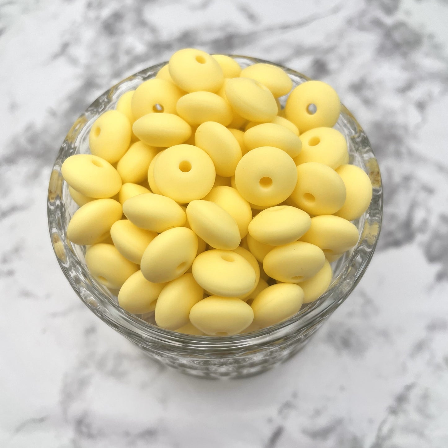 12mm Lentil Silicone Beads - Butter Yellow