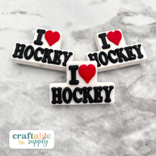 I Love Hockey Soft PVC Focal Bead