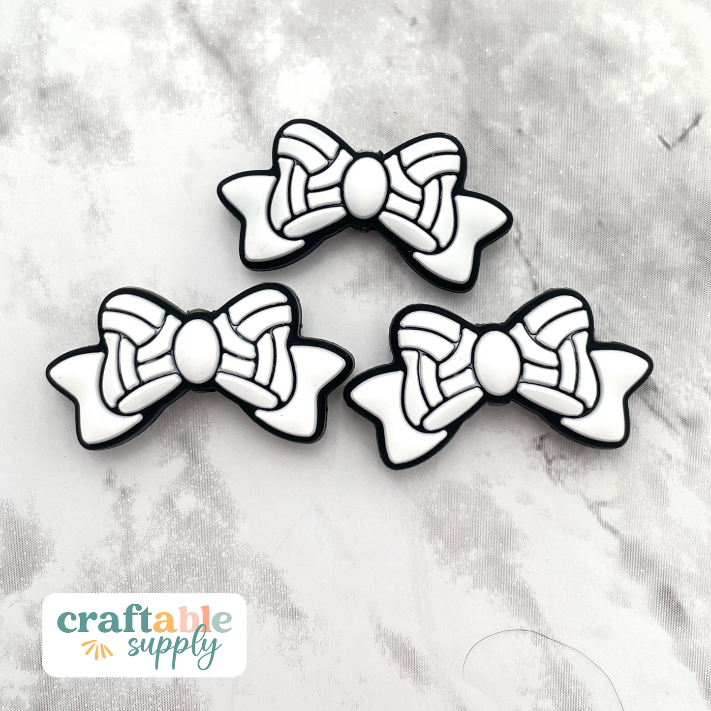 Volleyball Bow Silicone Focal Bead