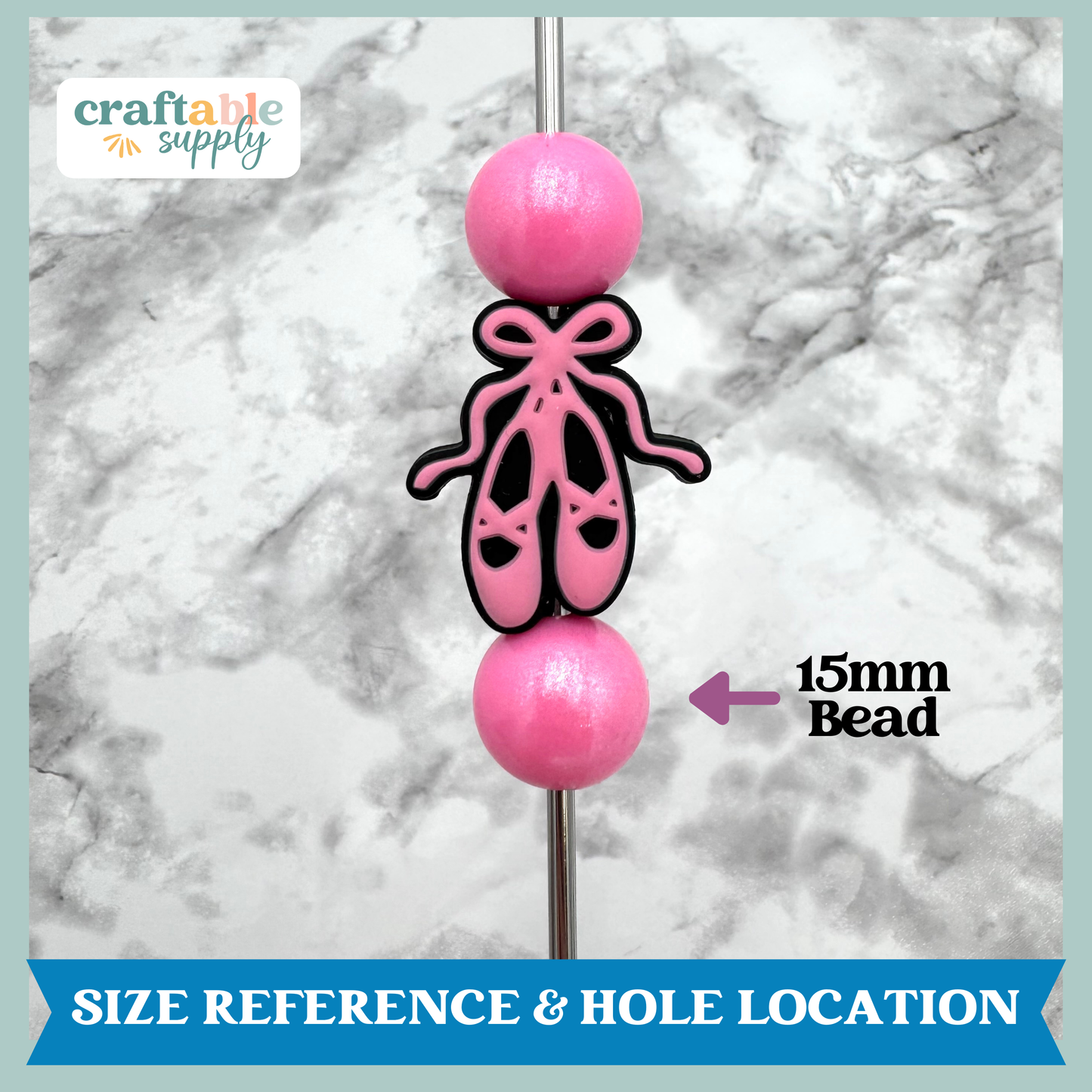 Ballet Slippers Silicone Focal Bead