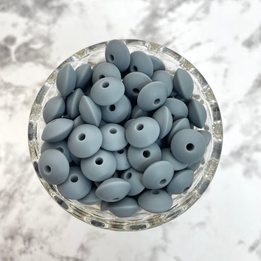 Small Abacus Lentil Saucer Silicone Beads in Eggshell 12mm x 7mm