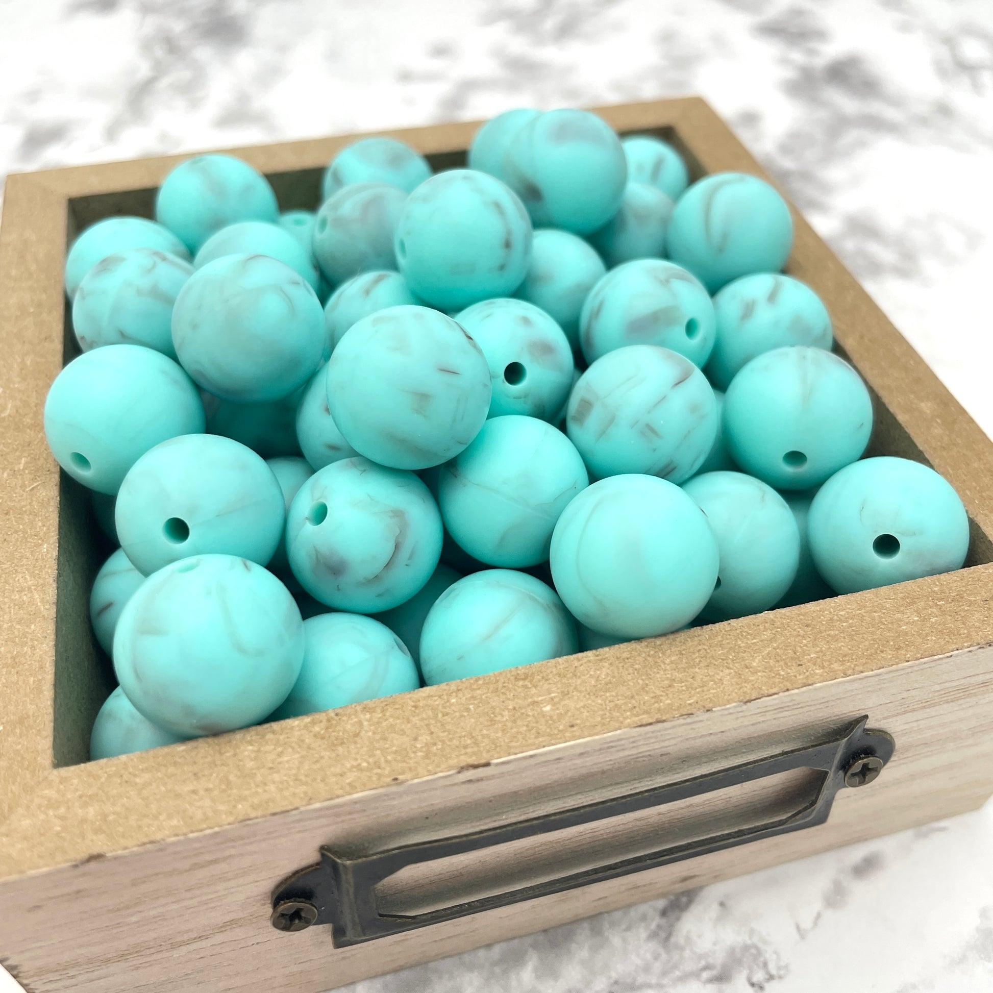 Silicone Beads Bulk, 15mm Turquoise Marble Silicone Round Beads, Pearls  Ball 