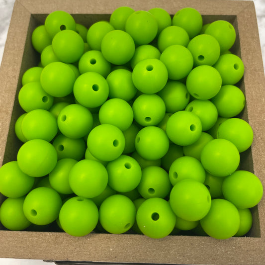 Tennis Ball Yellow 12mm Round Silicone Beads, Yellow Round