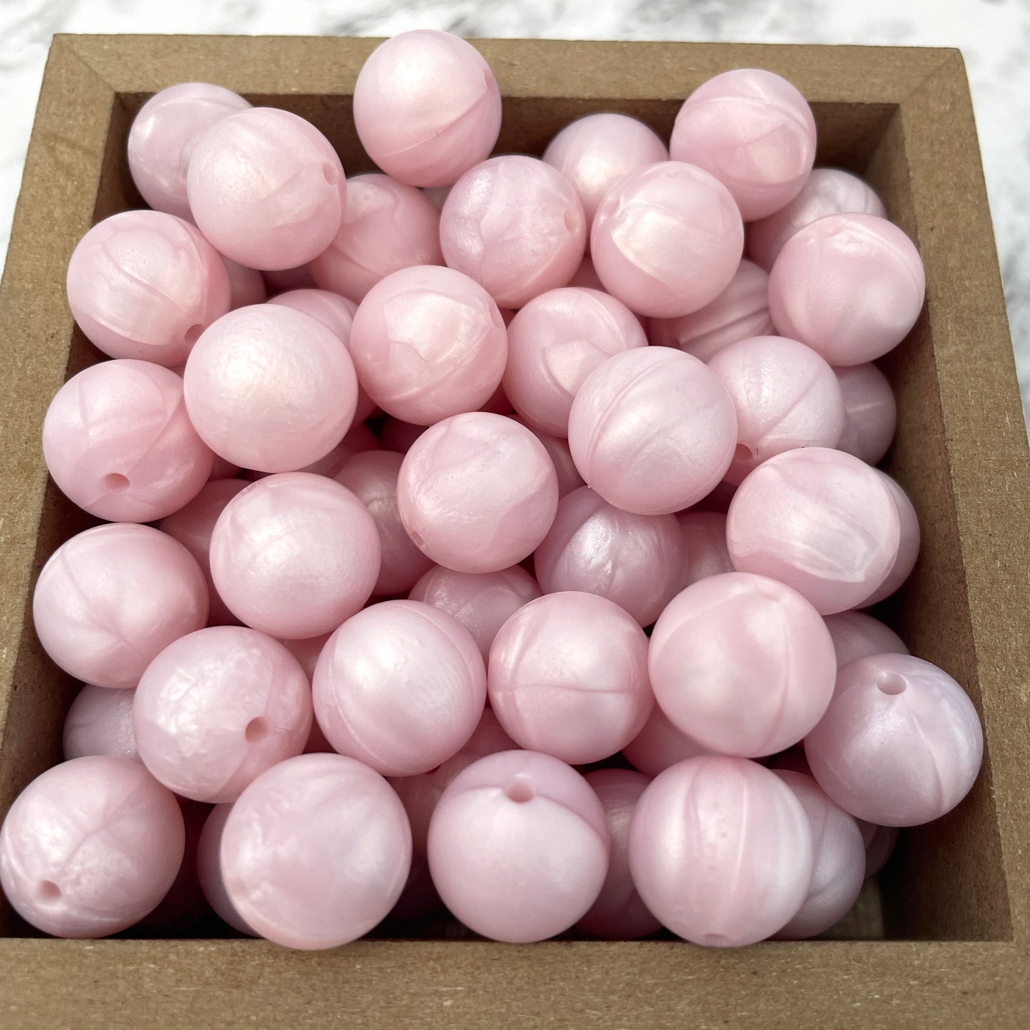 15mm Round Silicone Beads - Heavenly Pink Pearl