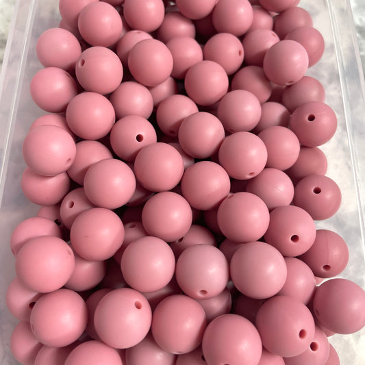 15mm Flamingo Pink Silicone Beads, Pink Round Silicone Beads