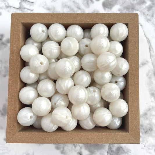 15mm White Round Silicone Bead