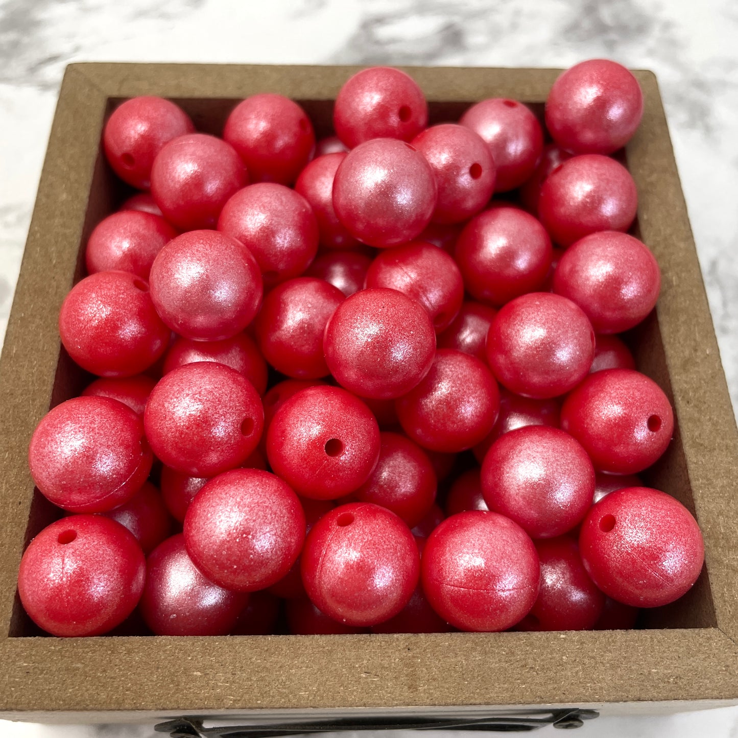 15mm Round Silicone Beads - Strawberry Red Opal
