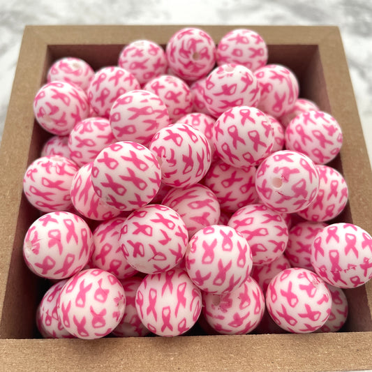 15mm Paw Print Silicone Beads--Pink & Teal Tie Dye